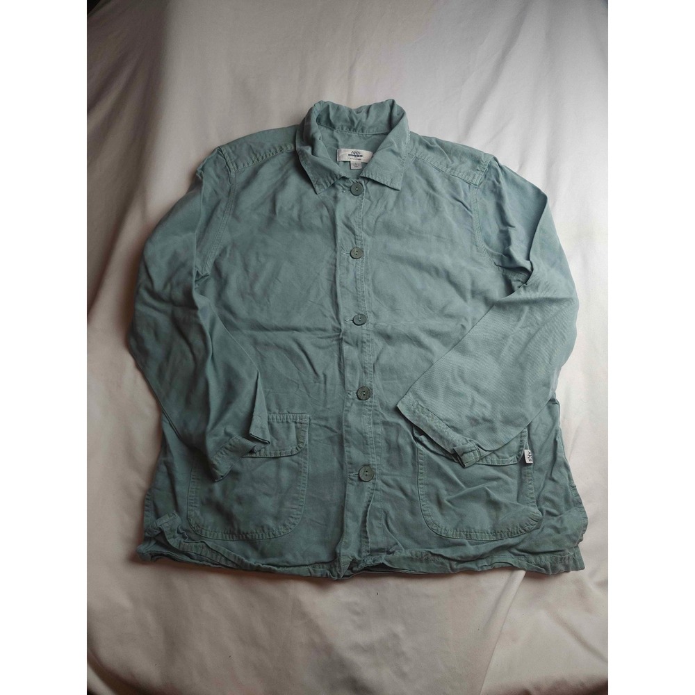 AKS Amy K Su Nordstrom Womens Sage Green Tencel Lyocell Utility Chore Jacket L